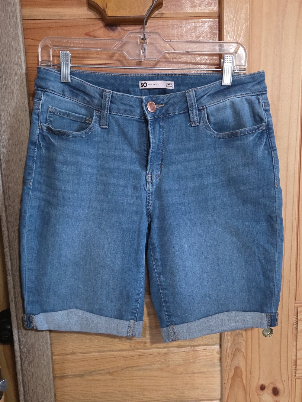 SO Light Blue Denim Bermuda Roll-Cuff Jean Shorts